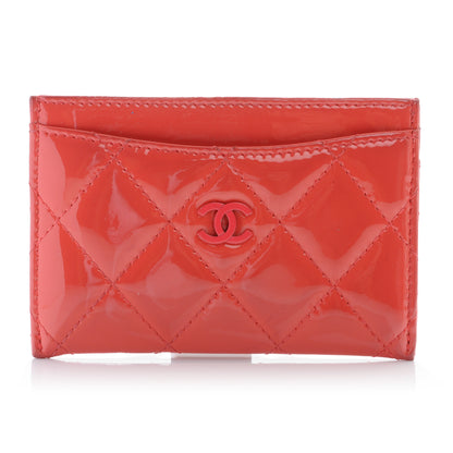 Chanel Patent Quilted Card Holder Dark Pink 1 of 7