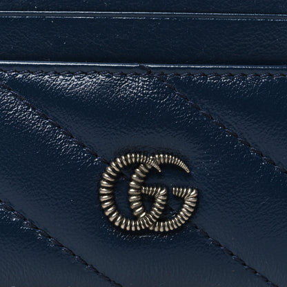 Gucci Vintage Effect Calfskin Matelasse Diagonal Torchon GG Marmont Card Holder Blue Agata Mystic White 7 of 8