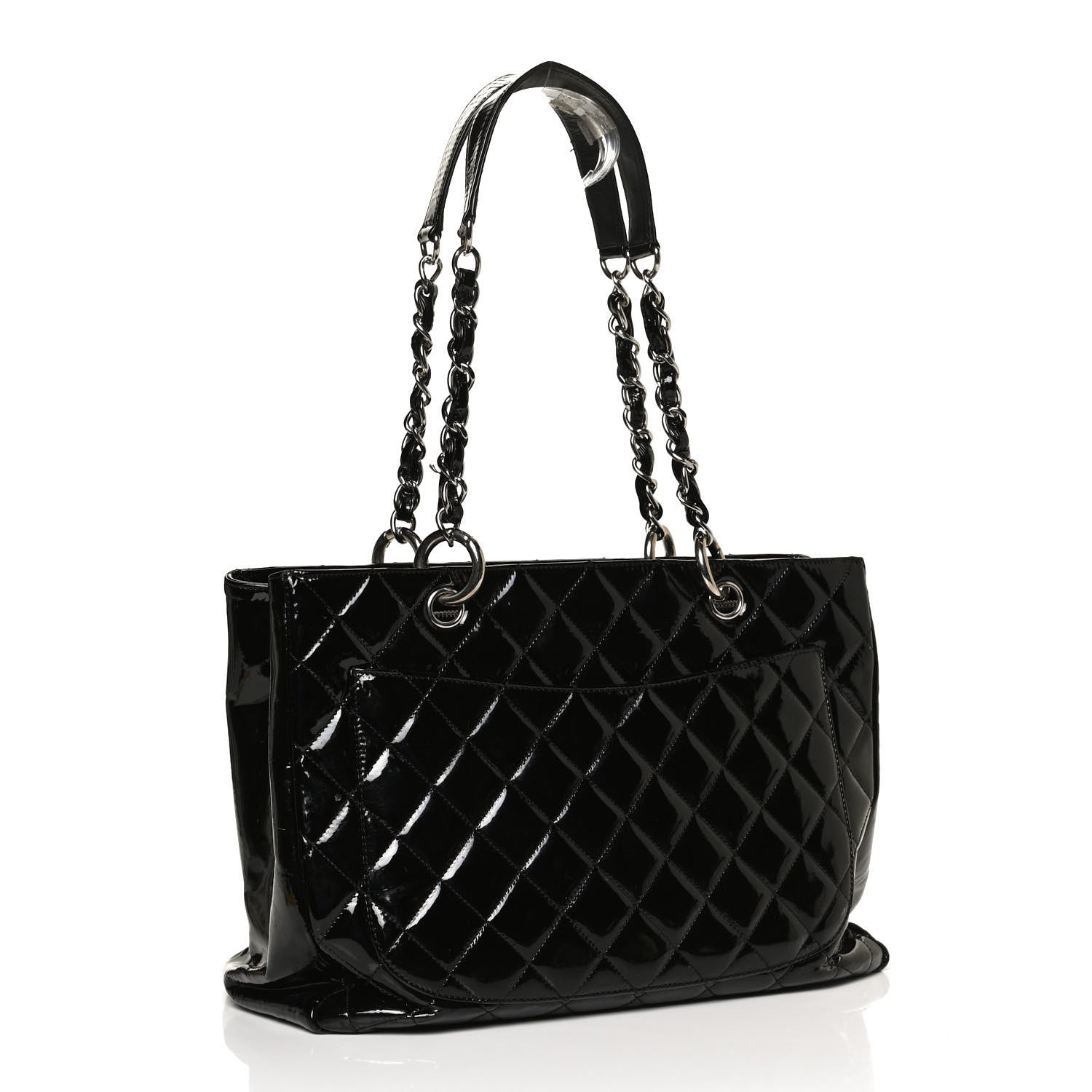 Chanel Patent Quilted Grand Shopping Tote GST Black 3 of 10