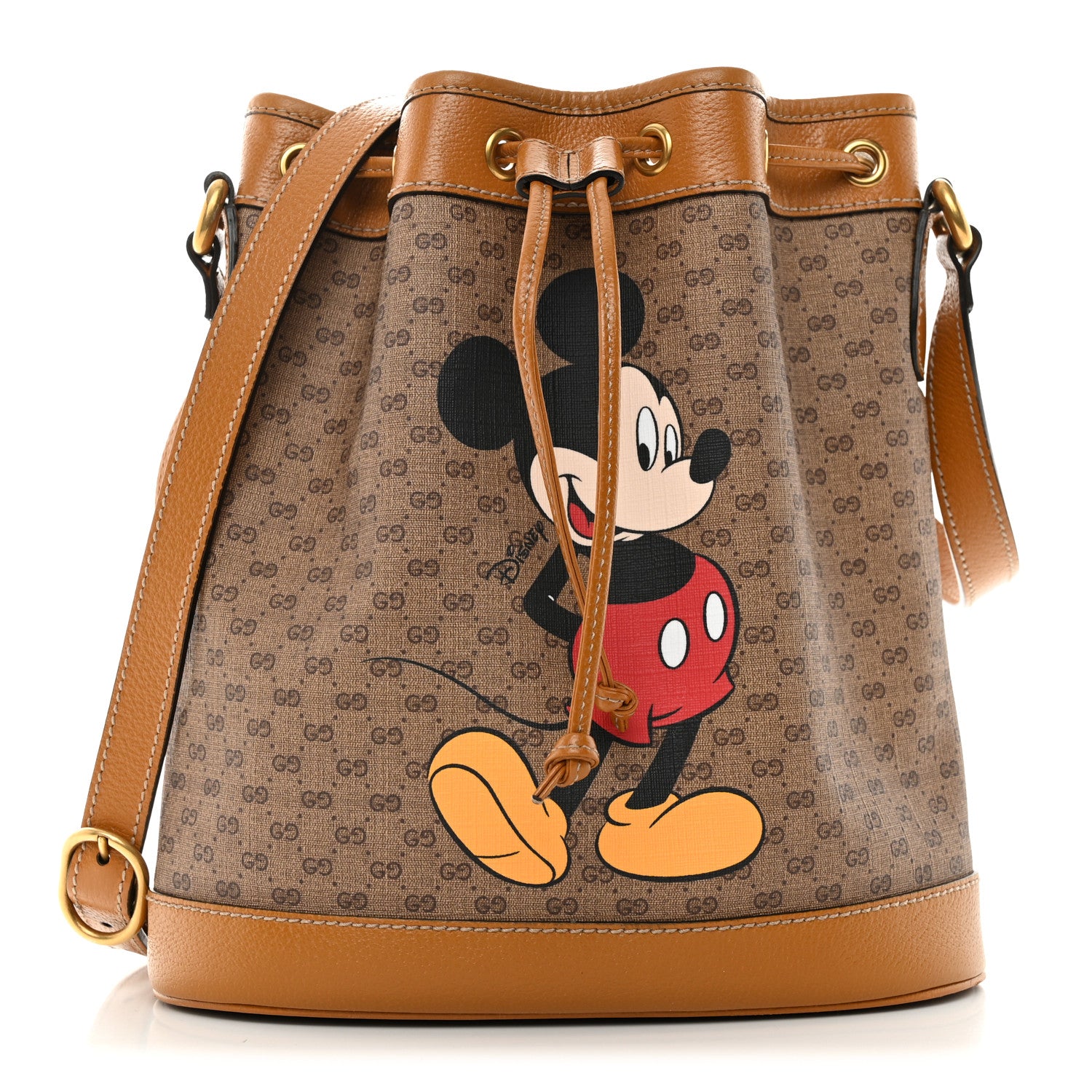 Gucci X DISNEY Mini Vintage GG Supreme Monogram Bucket Bag Beige Vintage Sun Oil 1 of 11