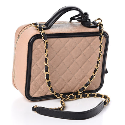 Chanel Caviar Quilted Medium CC Filigree Vanity Case Beige Black 3 of 11