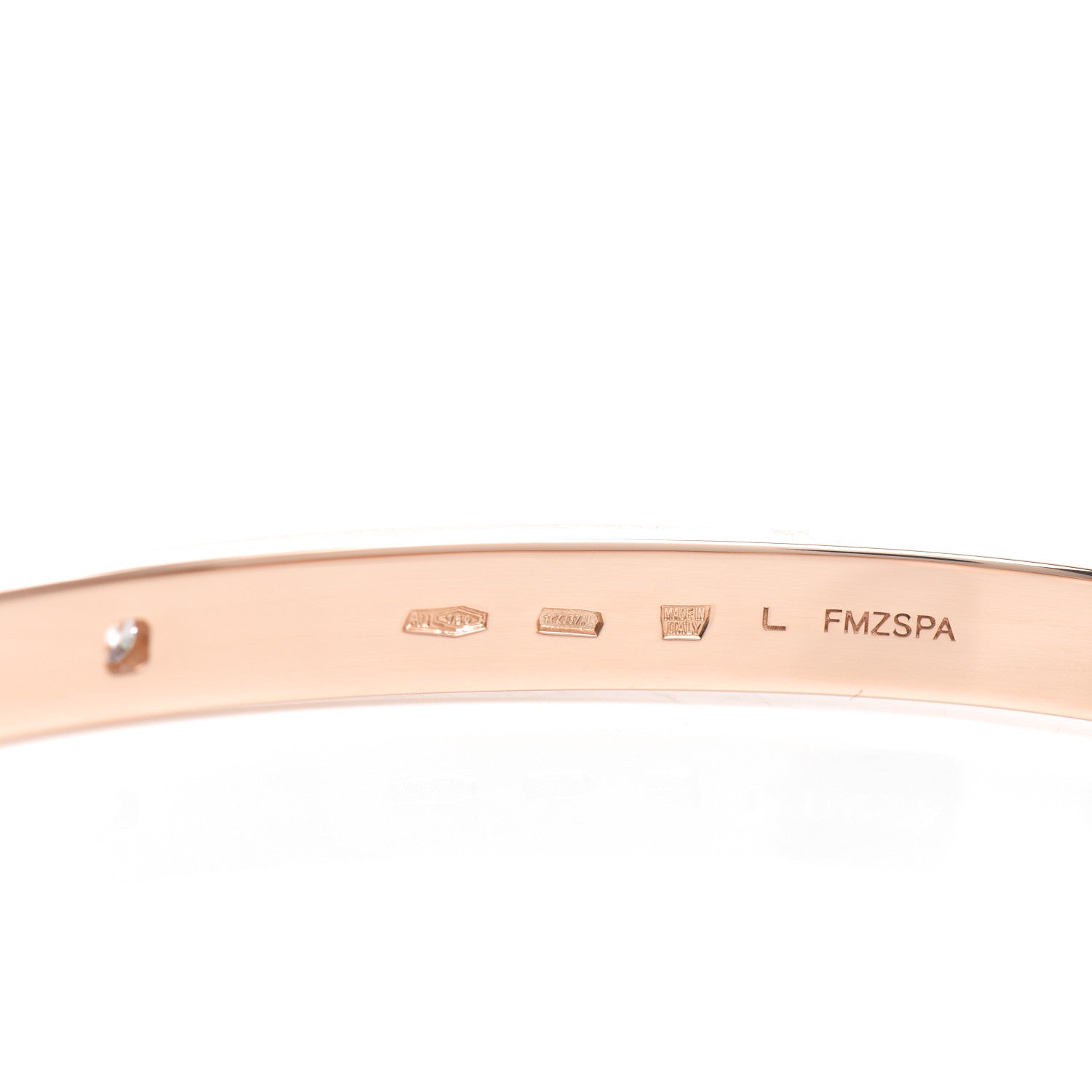 Bulgari 18K Rose Gold Diamond B.Zero1 Essential Bangle Bracelet L 4 of 5