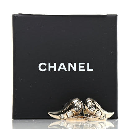 Chanel Crystal Pearl CC Drop Earrings Gold 5 of 5