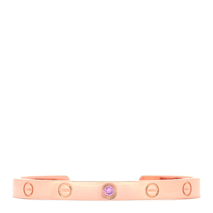 Cartier 18K Pink Gold Pink Sapphire LOVE Cuff Bracelet 16 1 of 6