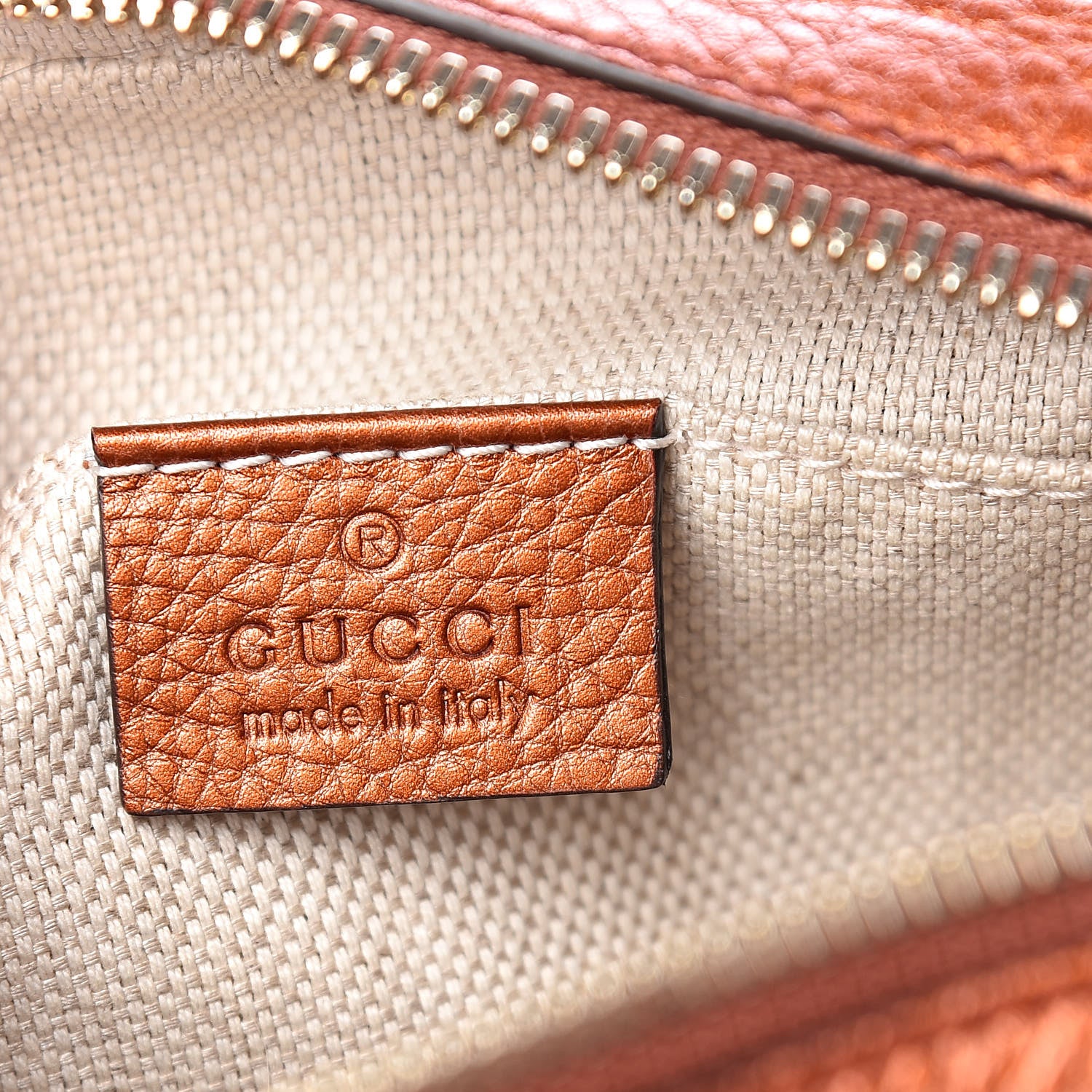 Gucci Metallic Pebbled Calfskin Small Soho Disco Bag Burnt Orange 6 of 10