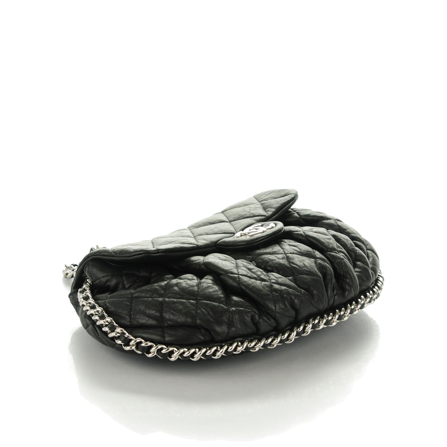 Chanel Washed Lambskin Quilted Medium Chain Around Messenger Black 4 of 7