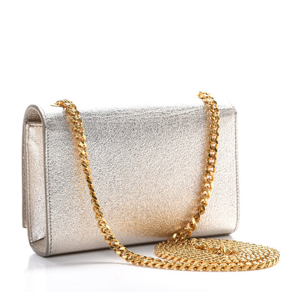 Saint Laurent Metallic Calfskin Small Classic Monogram Kate Satchel Pale Gold 2 of 10