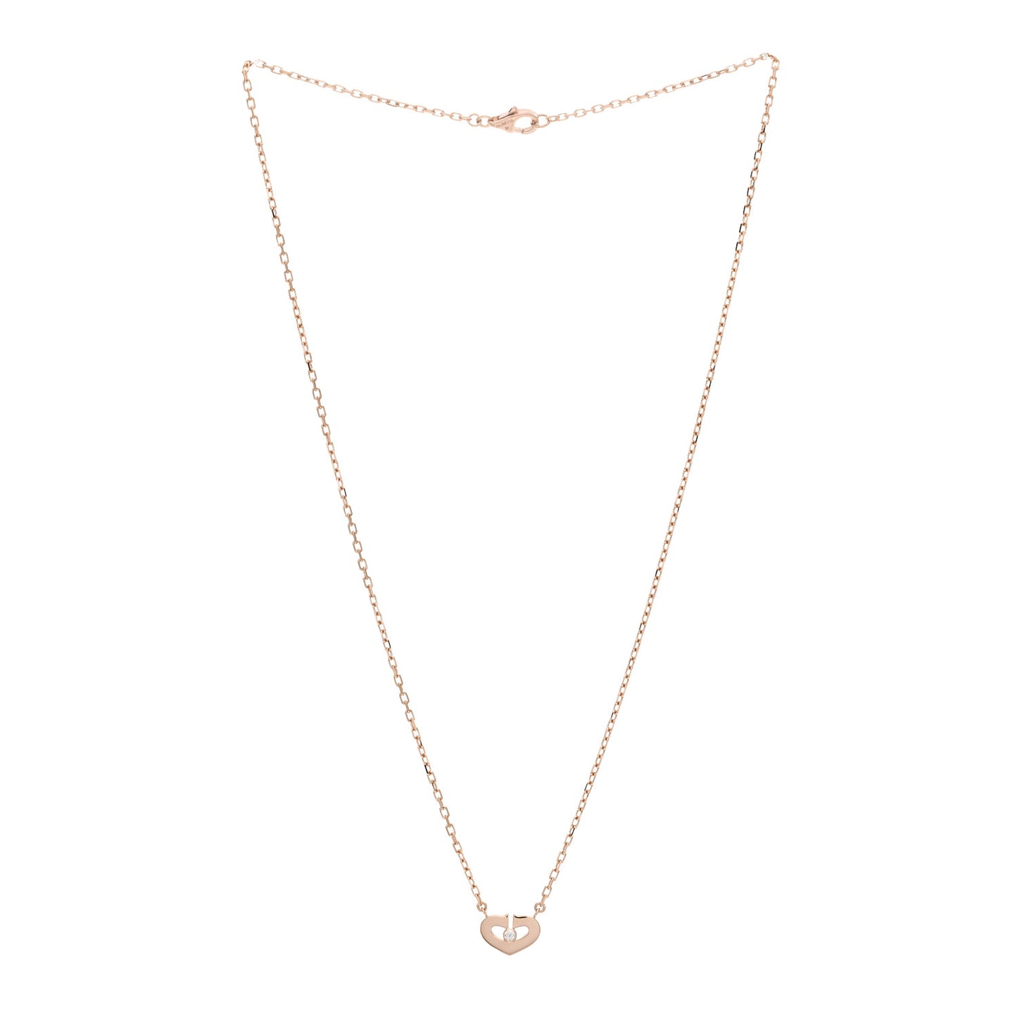 18K Pink Gold Diamond XS Hearts and Symbols Necklace