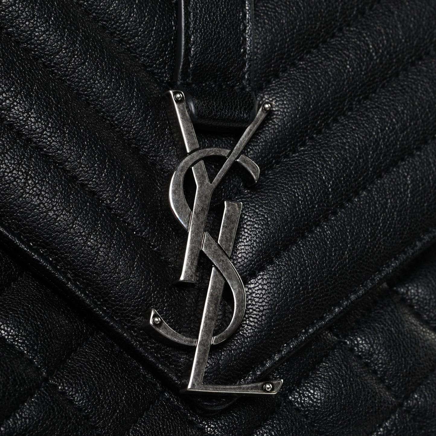 Sheepskin Tri-Quilt Monogram Medium College Bag Black