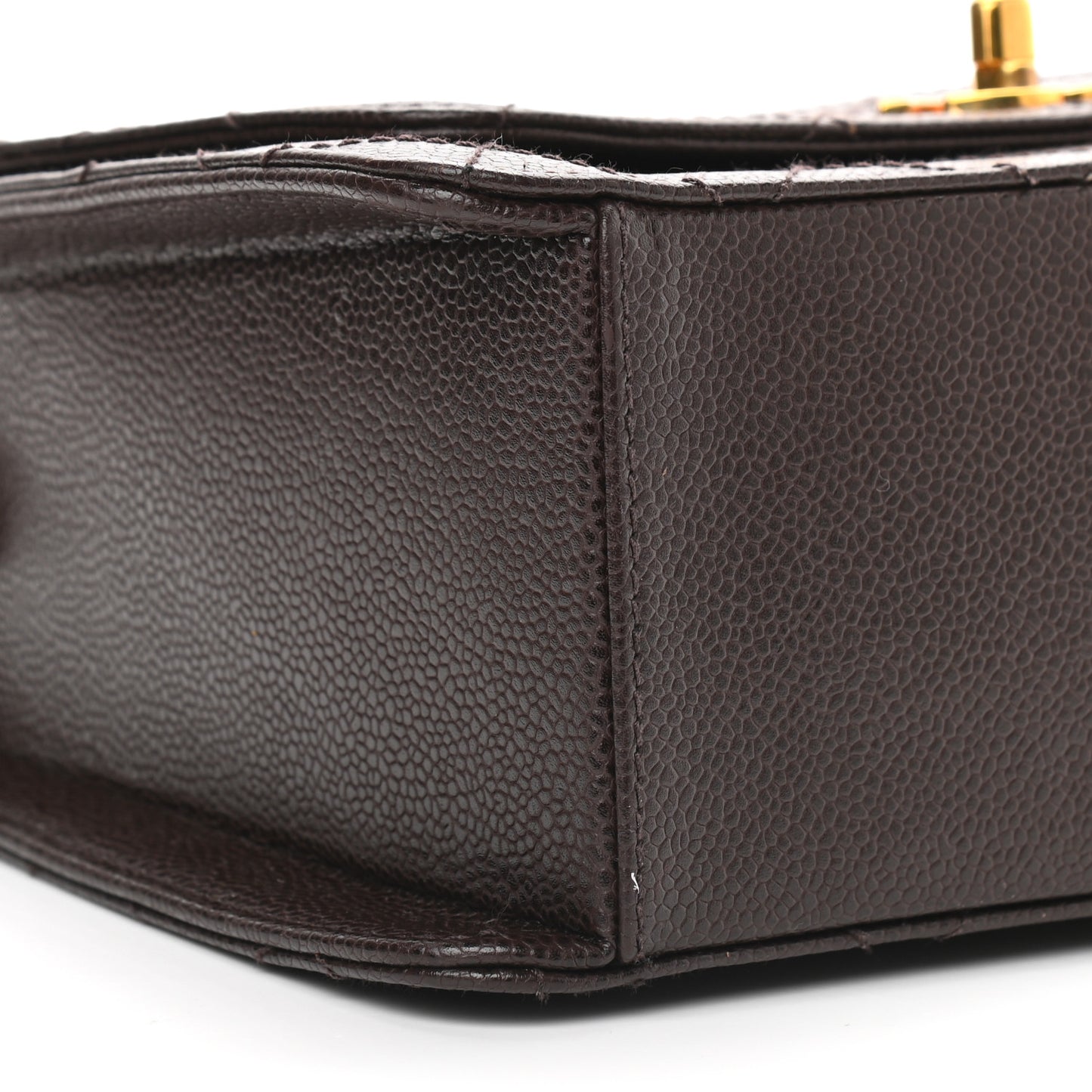 Caviar Flap Shoulder Bag Brown