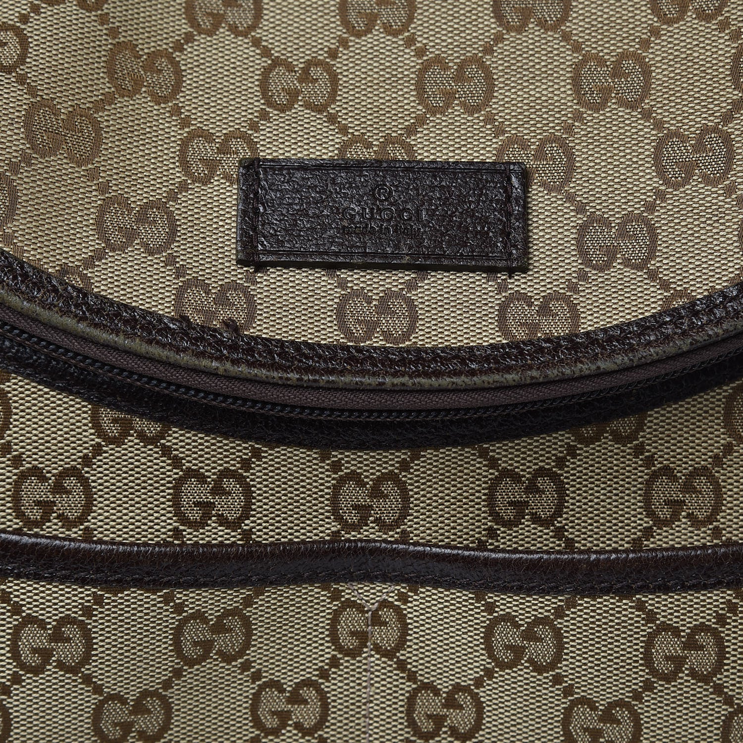 Gucci Monogram Natural Pigskin Large Diaper Bag Beige Ebony Cocoa Dark Chocolate 16 of 18