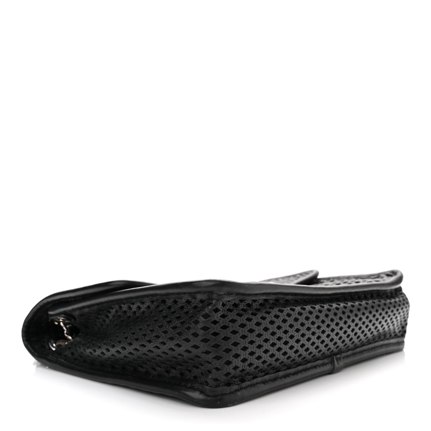 Metallic Perforated Calfskin Small Up In The Air Flap Black