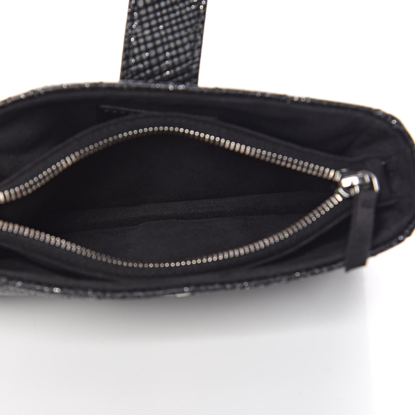 Glittered Calfskin Quilted Mini Phone Holder Clutch Black