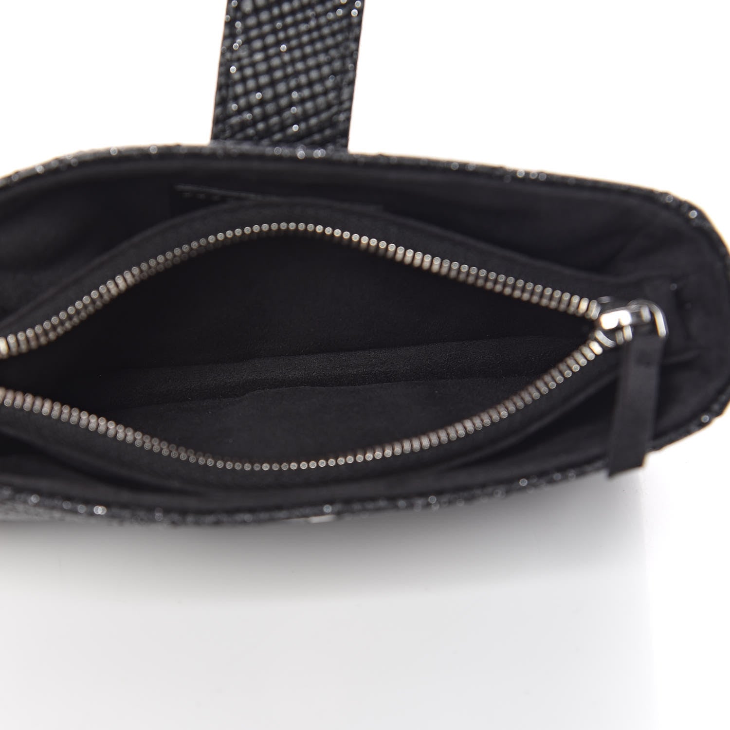 Chanel Glittered Calfskin Quilted Mini Phone Holder Clutch Black 5 of 8