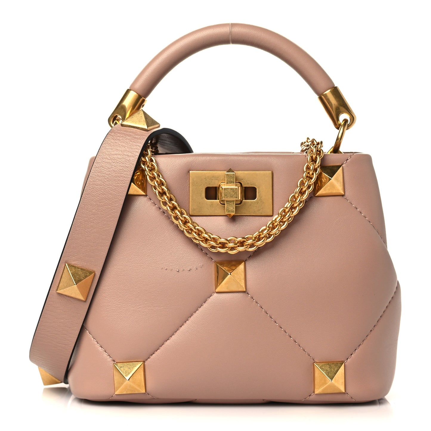 Nappa Mini Roman Stud The Handle Bag Rose Cannelle