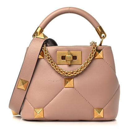 Valentino Garavani Nappa Mini Roman Stud The Handle Bag Rose Cannelle 1 of 6