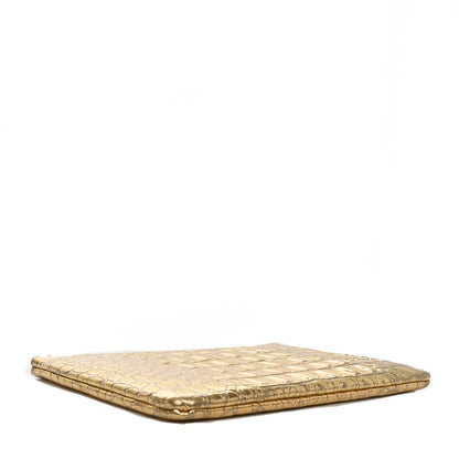 Chanel Metallic Crocodile Calfskin Embossed Medium Cocodile Cosmetic Case Gold 4 of 10