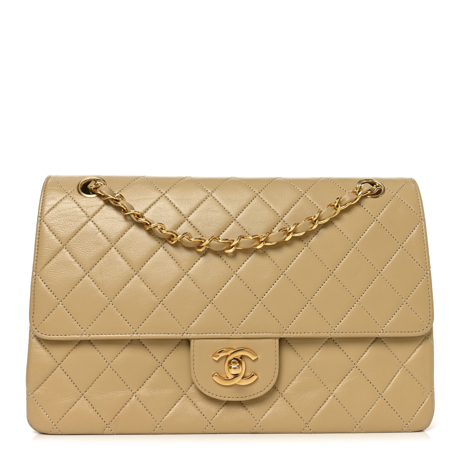 Chanel Lambskin Quilted Medium Double Flap Beige 1 of 10