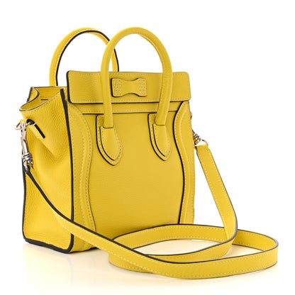 Celine Drummed Calfskin Nano Luggage Citron 3 of 12