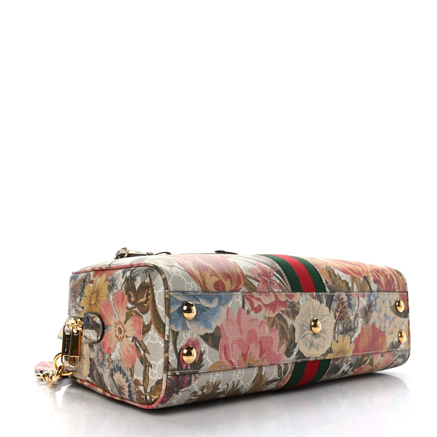 Gucci GG Supreme Monogram Water Flora Web Medium Ophidia Top Handle Duffle Bag White Multicolor 4 of 9
