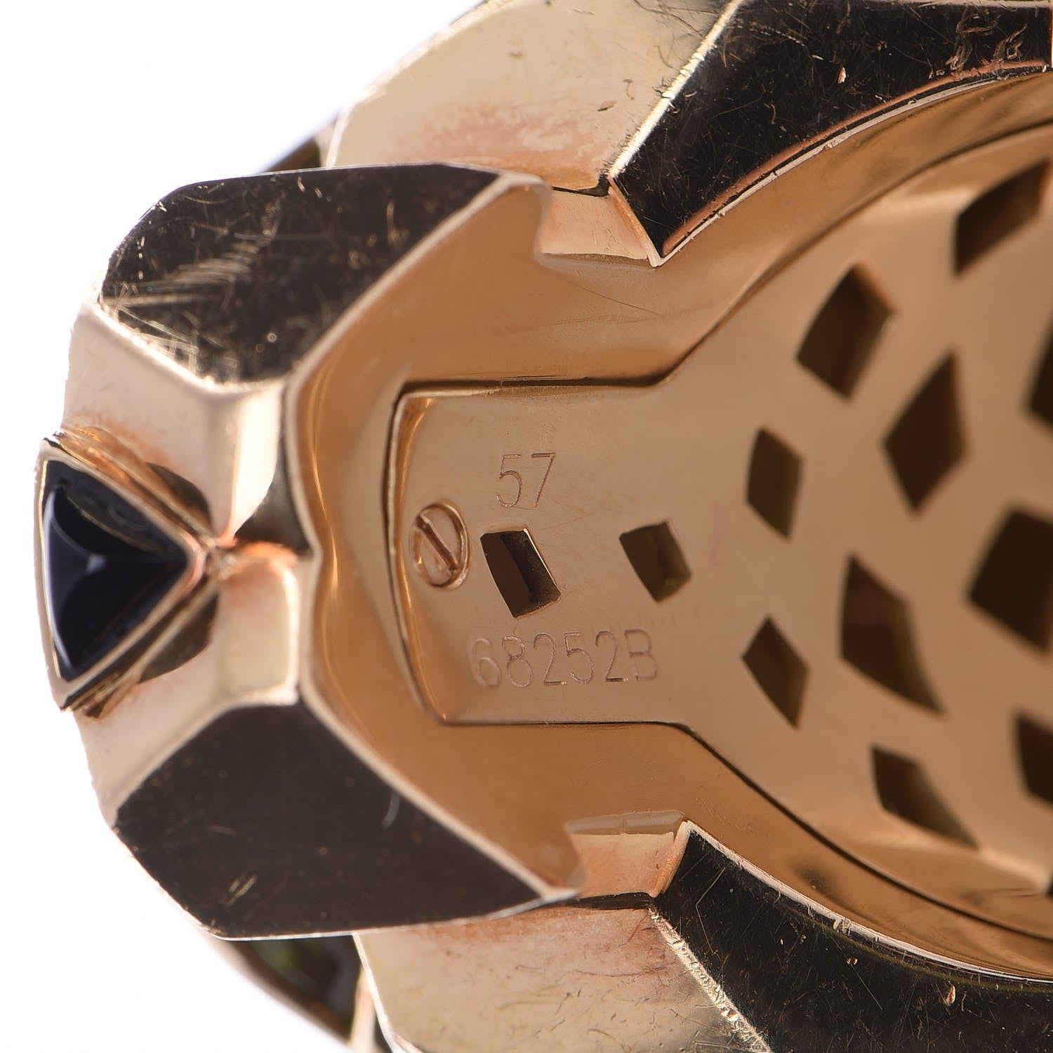 Cartier 18K Yellow Gold Peridot Onyx Panthère De Ring 57 8 10 of 16