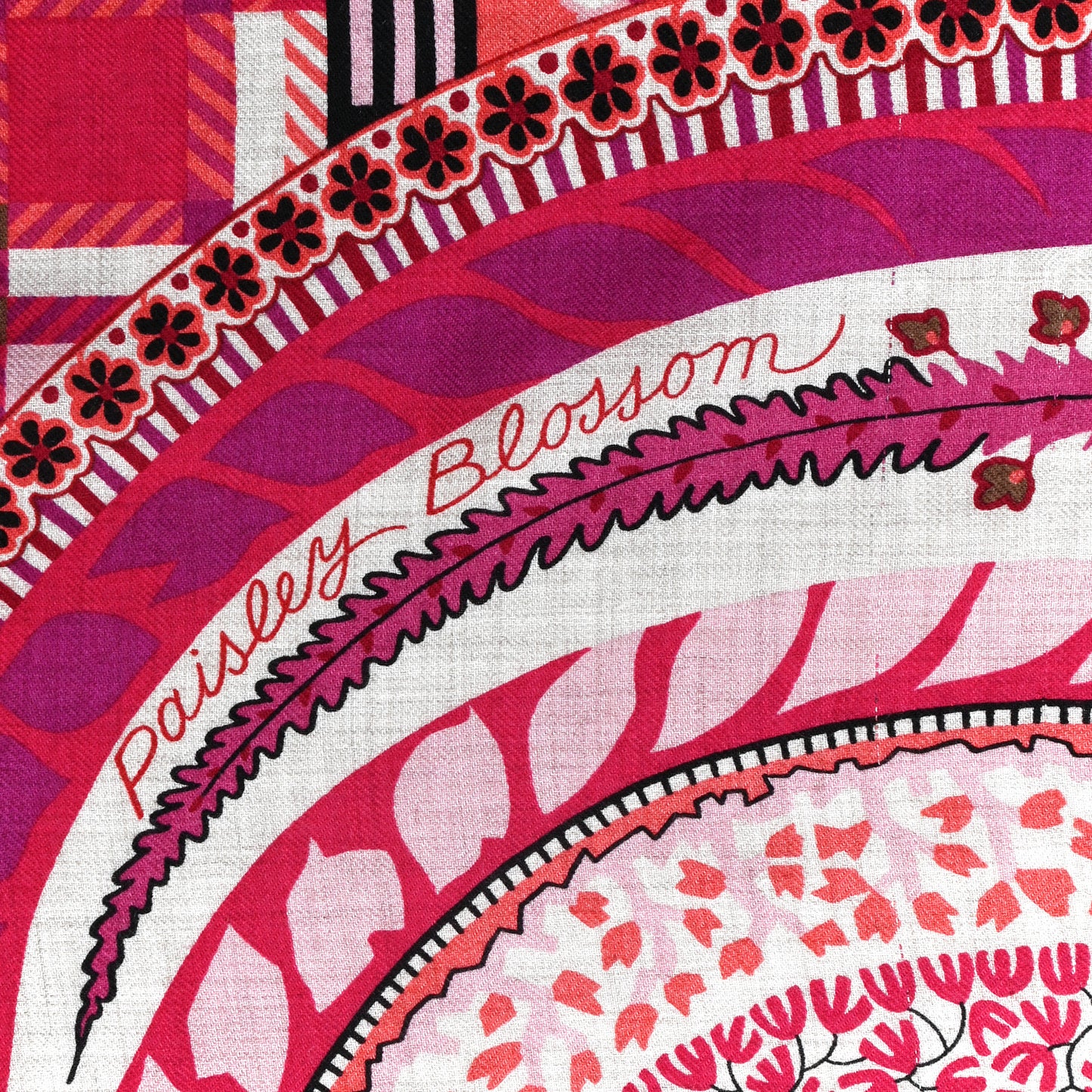 Cashmere Silk Paisley Blossom Shawl 140 Fuchsia Naturel Vieux Rose