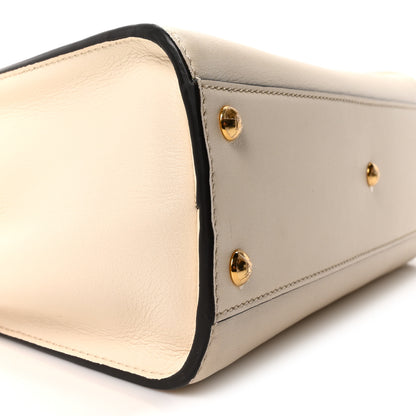 Fendi Vitello Seta Canvas FF Embroidered Medium Peekaboo Iconic Satchel White 9 of 10