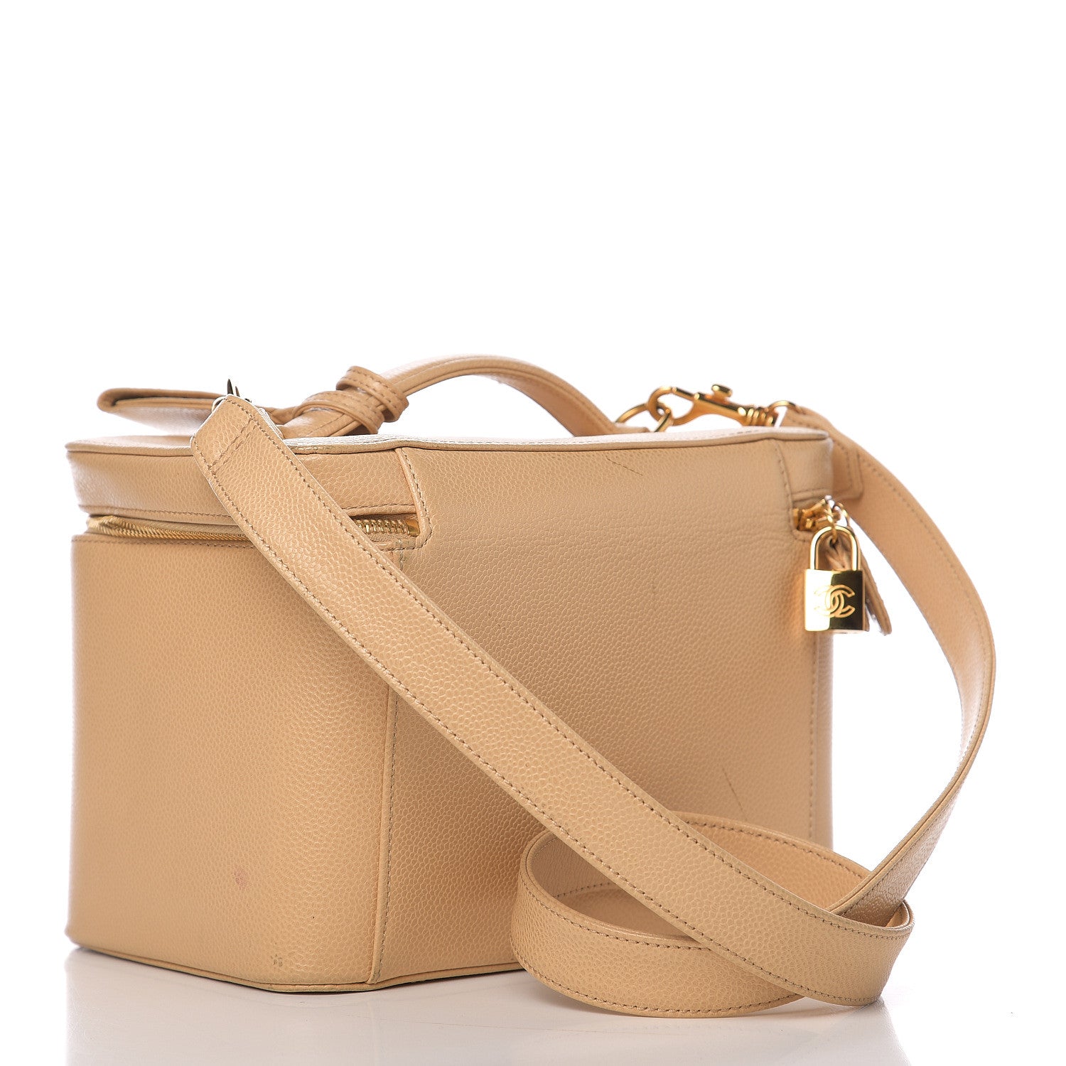 Chanel Caviar CC Vanity Train Case Beige 2 of 21