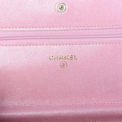 Chanel Iridescent Caviar Quilted Wallet on Chain WOC Rose Pink 5 of 12