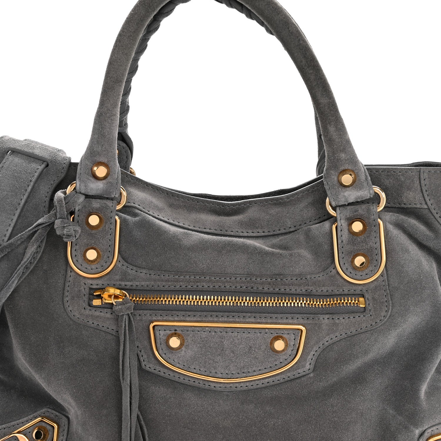 Balenciaga Suede Gold Metallic Edge Hardware City Gris Plomb 8 of 14