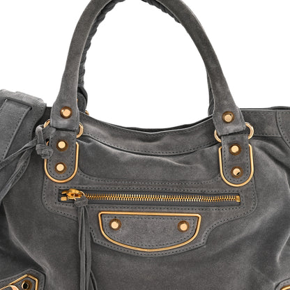 Balenciaga Suede Gold Metallic Edge Hardware City Gris Plomb 8 of 14