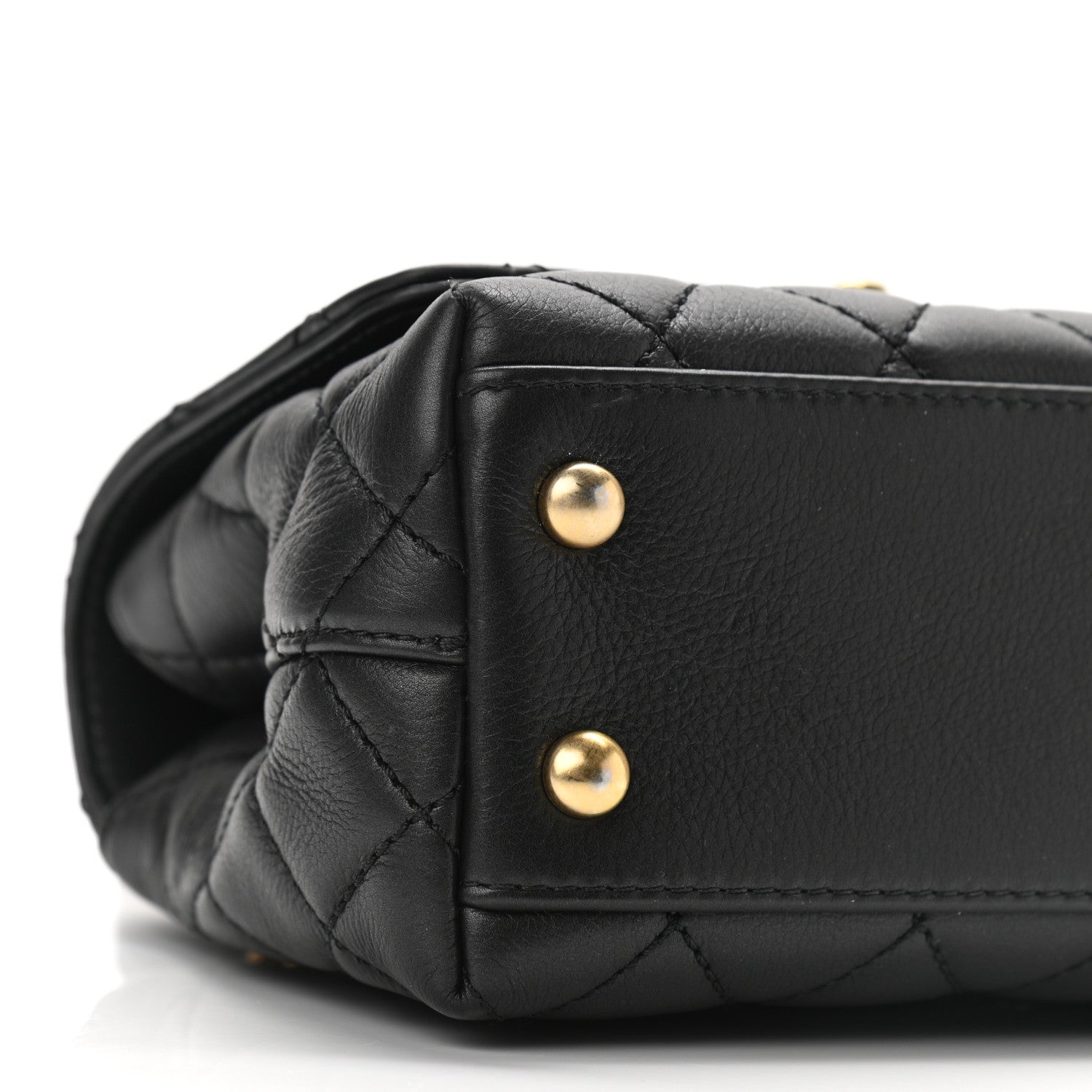 Chanel Calfskin Crystal Quilted Mini Coco Handle Flap Black Black 9 of 10