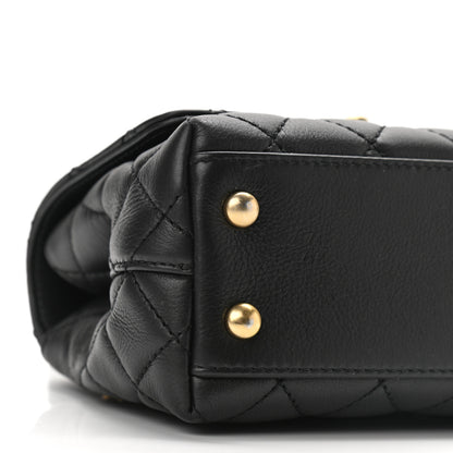 Chanel Calfskin Crystal Quilted Mini Coco Handle Flap Black Black 9 of 10