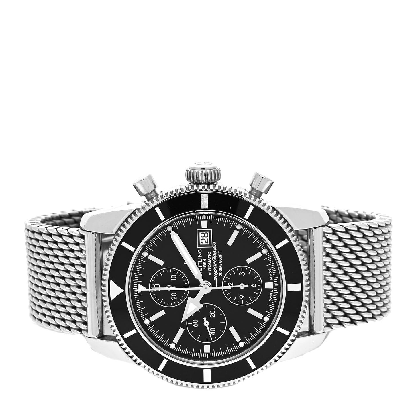 Stainless Steel 46mm Superocean Heritage II Chronograph Automatic Watch Black A13320