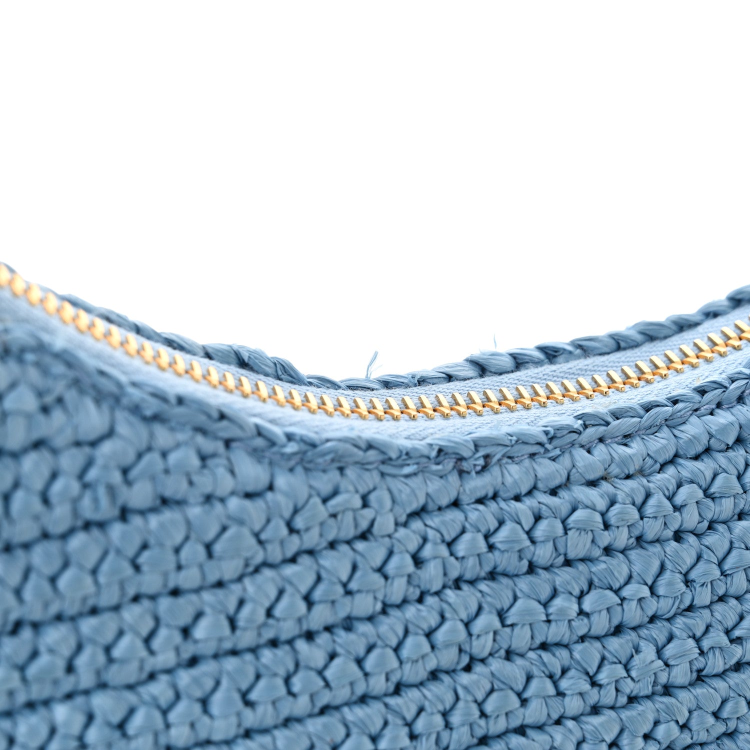 Prada Yarn Raffia Effect Crochet Re-Edition 2005 Shoulder Bag Celeste 11 of 11