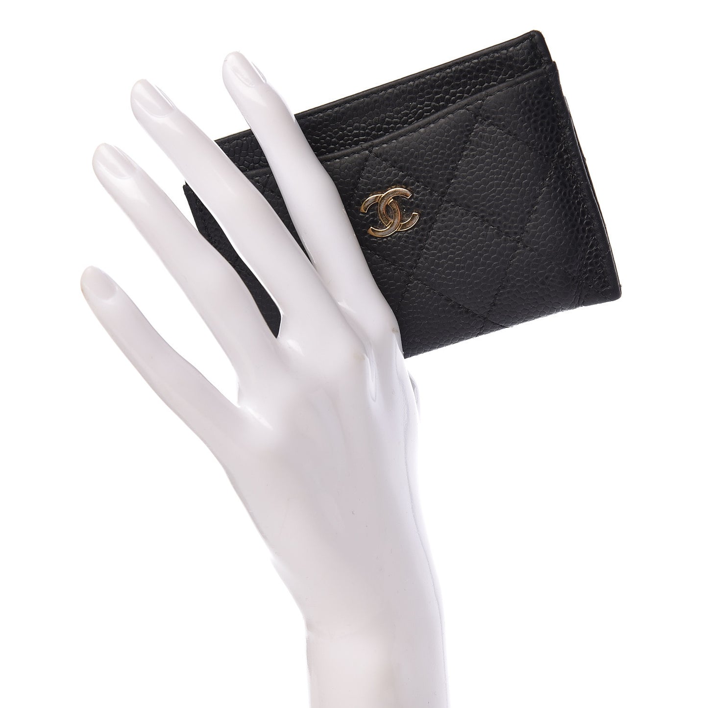 Caviar Quilted Card Holder Black