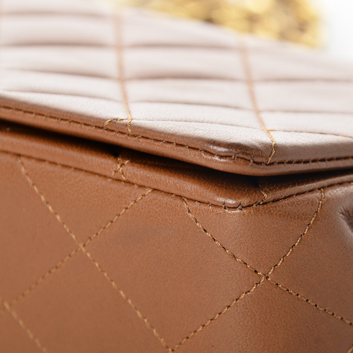 Lambskin Quilted Small Single Flap Bag Brown