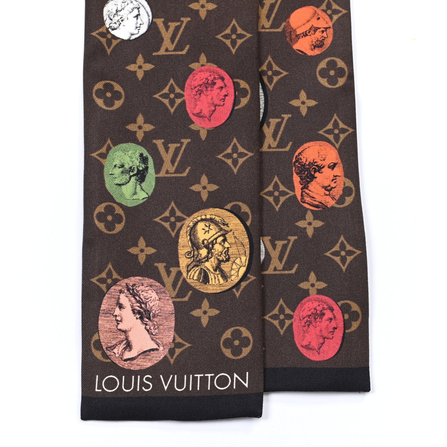 X FORNASETTI Silk Monogram Cameo Bandeau Brown