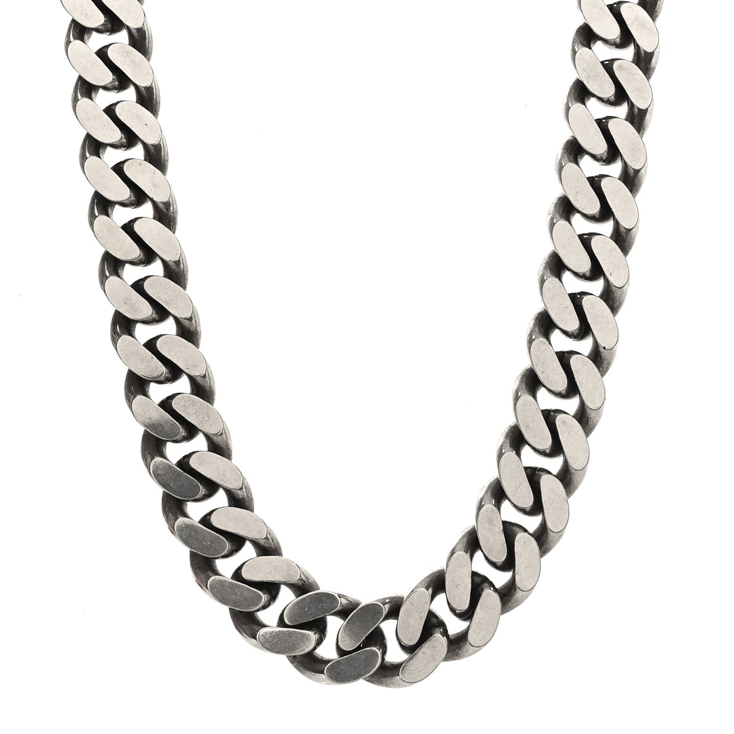 Saint Laurent Metal Curb Chain Necklace Oxidized Silver 3 of 4