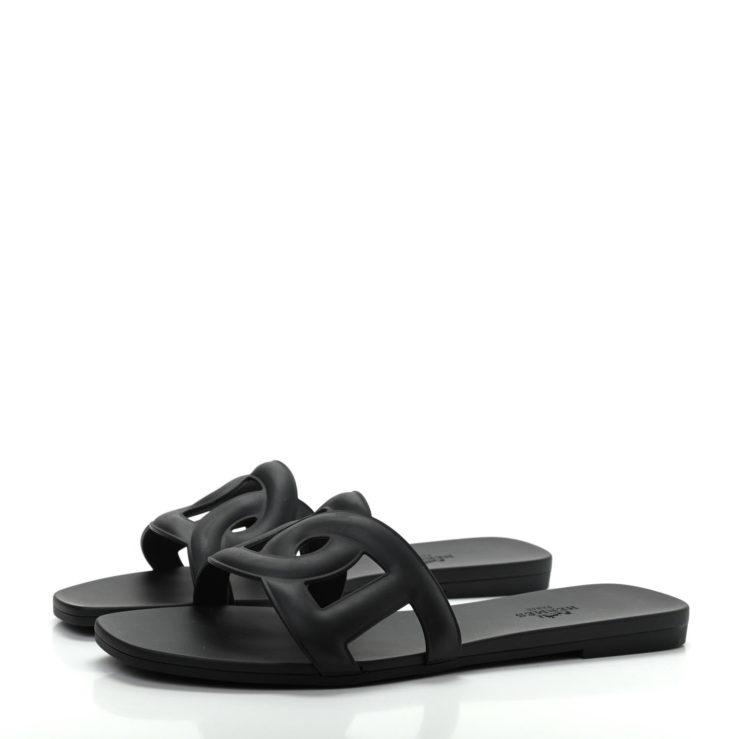 Hermes Rubber Aloha Sandals 38 Black 3 of 11