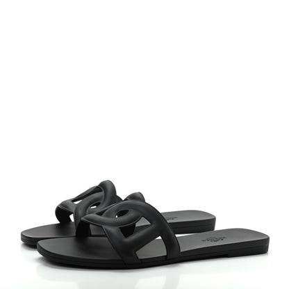 Hermes Rubber Aloha Sandals 38 Black 3 of 11