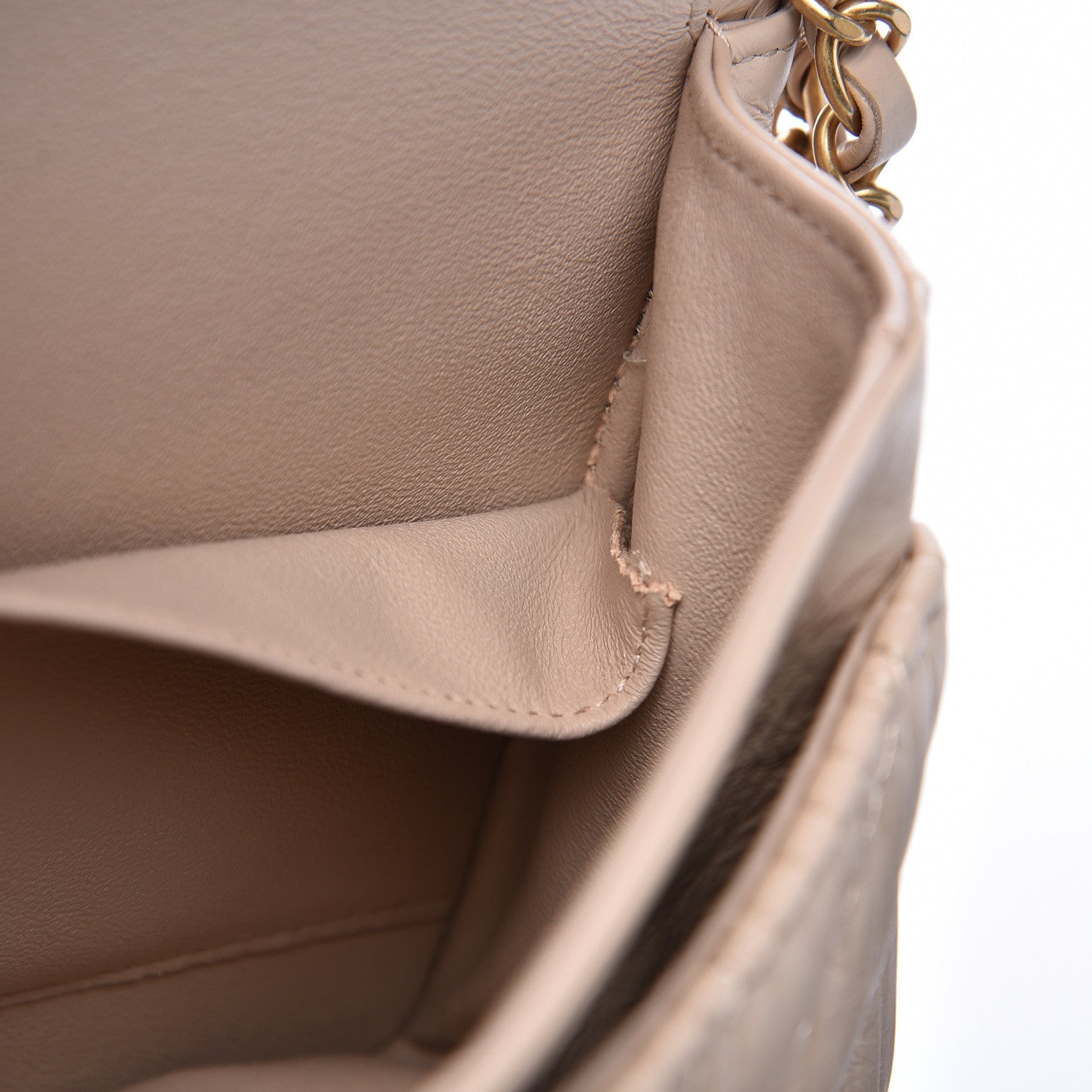 Chanel Calfskin Coco Pleats Medium Double Flap Beige 12 of 13