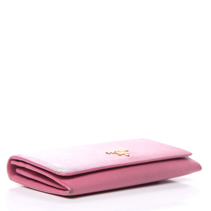 Prada Saffiano Metal Continental Flap Wallet Begonia 4 of 14