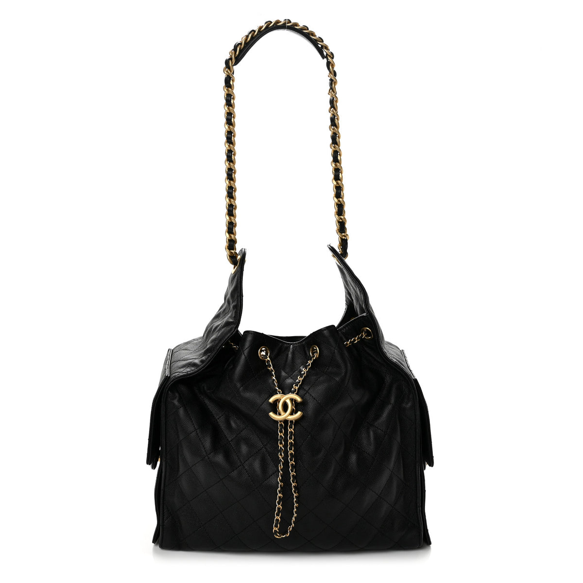 Caviar Quilted Medium Chanel 25 Handbag Black