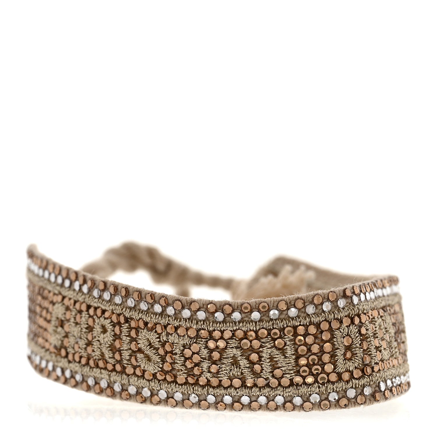 Christian Dior Woven Cotton Crystal Embroidered J'Adior Friendship Bracelet Blue Gold 1 of 5