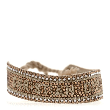 Christian Dior Woven Cotton Crystal Embroidered J'Adior Friendship Bracelet Blue Gold 1 of 5