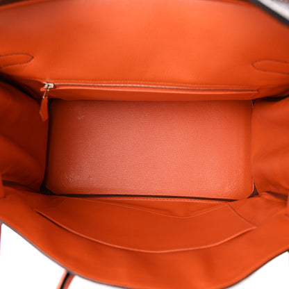 Hermes Togo Bi Color Horseshoe Birkin 35 Chocolate Orange 5 of 12