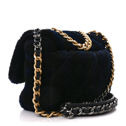 Chanel Shearling Striped Medium Chanel 19 Flap Blue Black 3 of 10