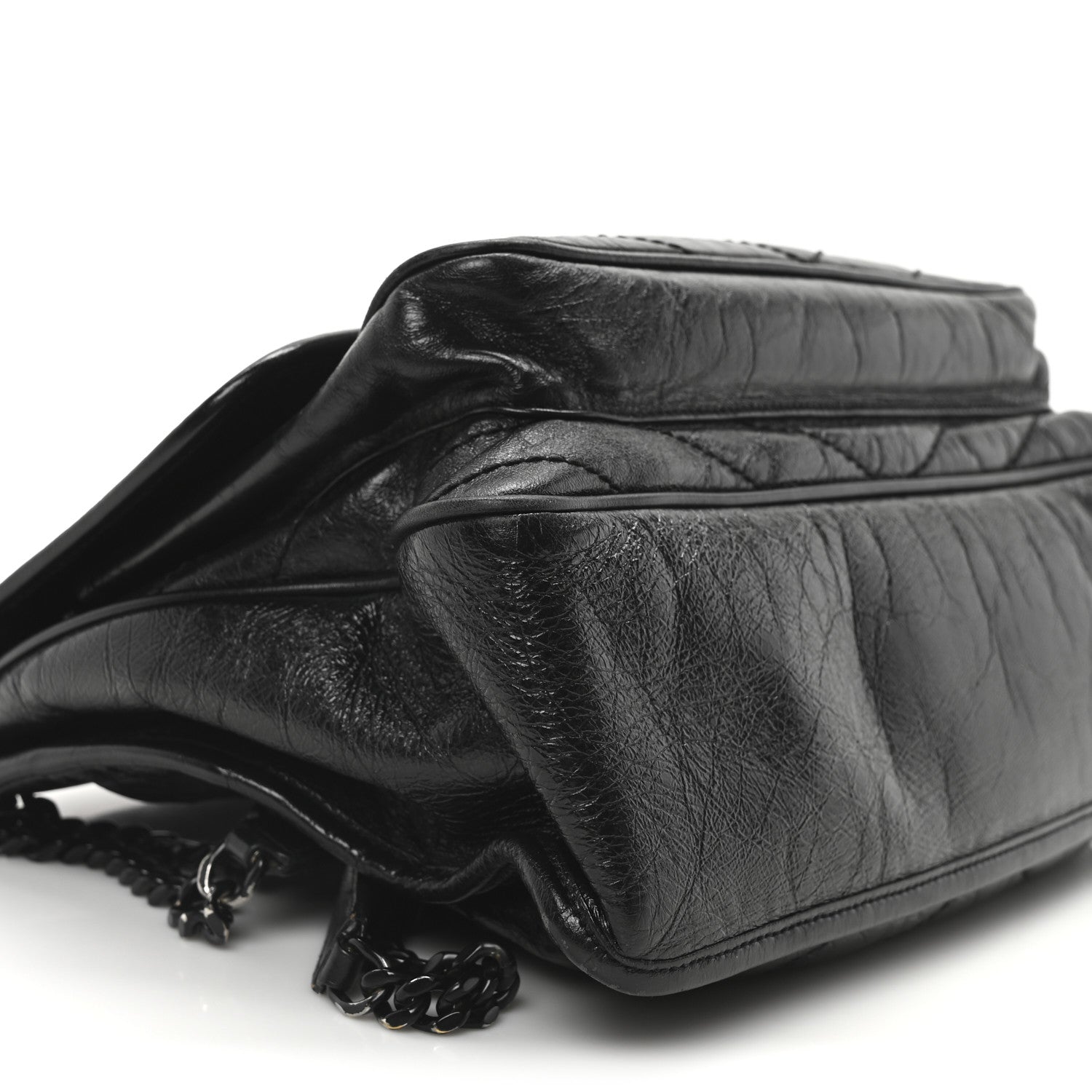 Saint Laurent Crinkled Calfskin Matelasse Monogram Large Niki Chain Satchel Black 9 of 10