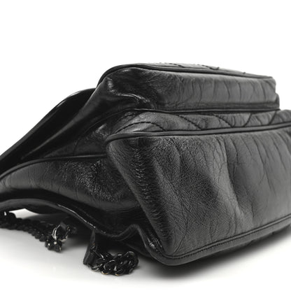 Saint Laurent Crinkled Calfskin Matelasse Monogram Large Niki Chain Satchel Black 9 of 10